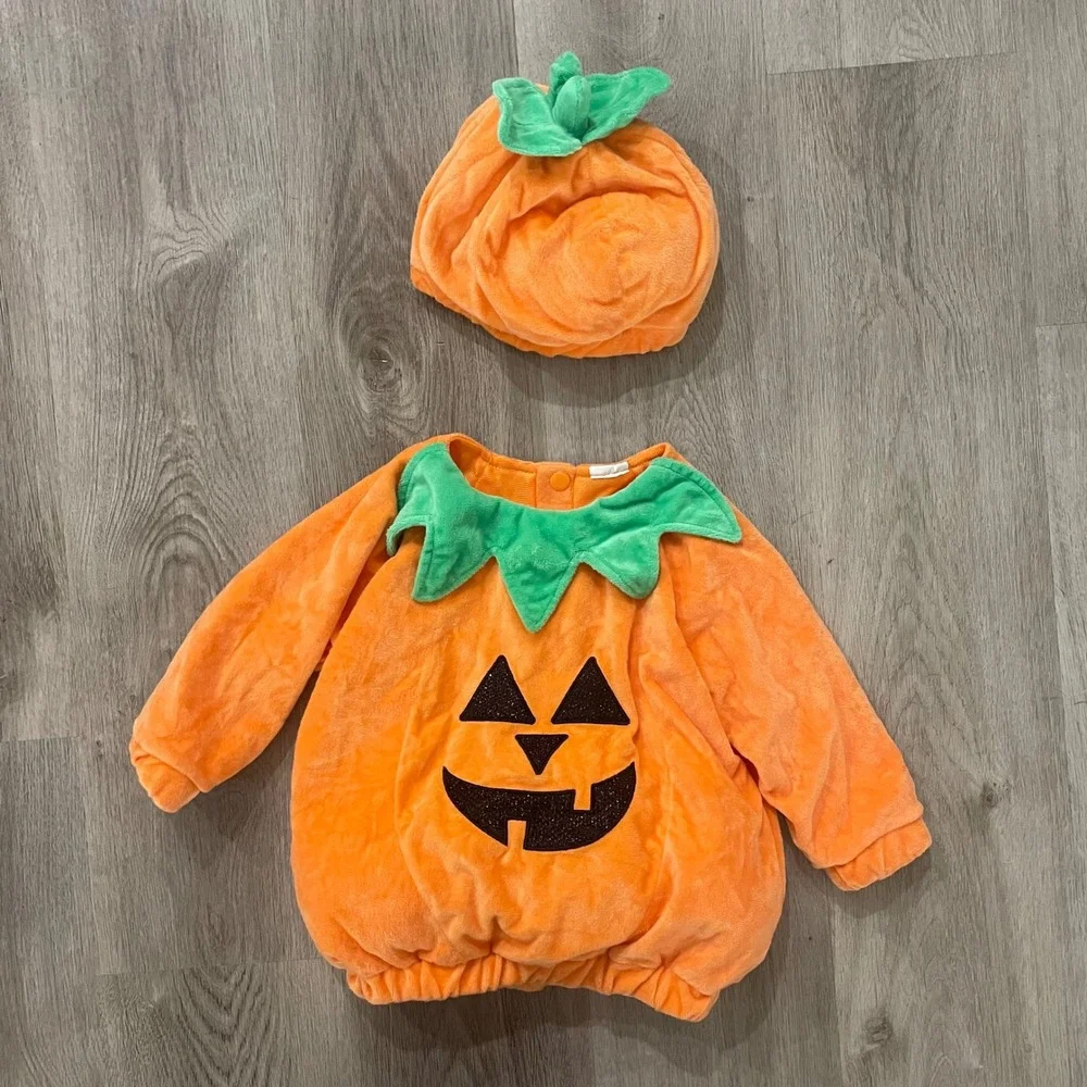 Hyde EEKI Boutique Baby Pumpkin Halloween Costume Set Hat Infant Plush 6-12M